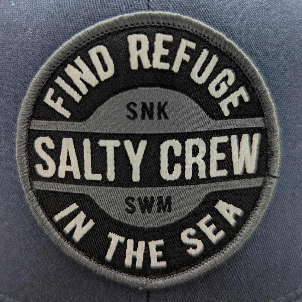Salty Crew Landing Kids 6‎ Panel Navy Blue Snapback Hat Round Patch One Size NWT